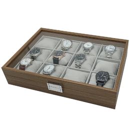 Super high-end boutique luxury pear pattern wood 12-bit watch display box display rack display box storage box wholesale 240425