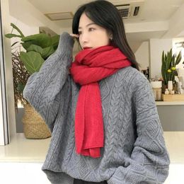 Scarves Solid Color Scarf Thick Warm Imitation Cashmere Women's Winter Soft Neck Protection Windproof Decorative Lady Shawl