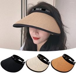 Berets 1pc Foldable Portable Beach Hat Wide Brim Sun Visor Adjustable UV Protection Roll-up Summer Casual Straw Cap