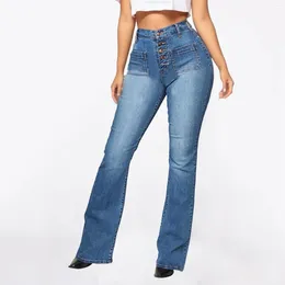 Women's Jeans Mid Pants High Waist Flare Bell Elastic Wide Leg Trousers Fashion Slim Vintage Y2k Streetwear Baggy
