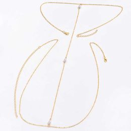 Waist Chain Belts New Sexy Vintage Belly Pearl Pendant Geometry Chain Body Chain Waist Chain Belt Streetwear Women Fashion Body Jewelry Y014