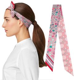 Europe Fashion National Style Small Nroken Flower Womens Decorative Twill Binding Bag Handle Silk Scarf Ribbon 240417