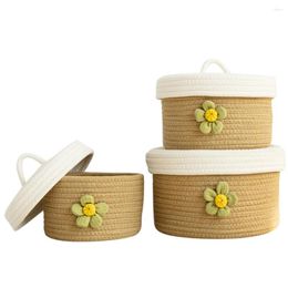 Decorative Figurines With Lids Durable Various Beautiful Natural Cotton Rope Lidded Baskets Appropriate High-quality