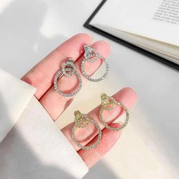 Stud Earrings Micro Pave Zircon Front And Back Circle For Women Korean Simple Double Delicate Earings Jewellery 2024