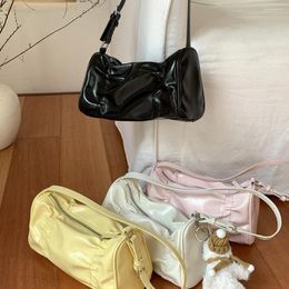 Shoulder Bags Women Pleated Crossbody Bag PU Leather Simple Underarm Solid Colour Casual Armpit Versatile Dating