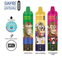 Original Sunfire 18000 Puffs Digital Display Disposable Vape 25ml 850mAh battery Adjust airflow Electronic Cigarette Puff 18K 15K Wholesale Flashing Vape France