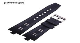 JAWODER Watchband 26mmx9mm New Men Women Black Diving Silicone Rubber Watch Band Strap Stainless Steel Pin Buckle for BVL Watch7171294