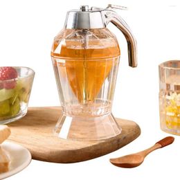 Dinnerware 180ML Kitchen Honey Dispenser With Stainless Steel Cover No Drip Glass Syrup Olive Oil Bottle Sauce Vinegar Container