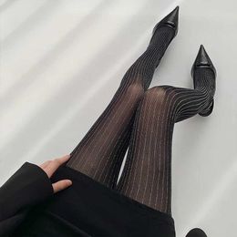 Sexy Socks Black tight fitting womens luxury silver high stockings pantyhose underwear sexy slim body long stockings womens tight fitting pantyhose Q240427