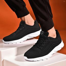 Casual Shoes Men Vulcanised Mesh Spring And Autumn Sport Lace Up Solid Colour Running Breathable Soft Bottom Sneakers