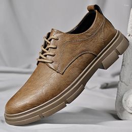 Casual Shoes Retro Style Men Oxfords Footwear Genuine Leather Dress Lace Up Mens Antiskid Formal Man Sneakers