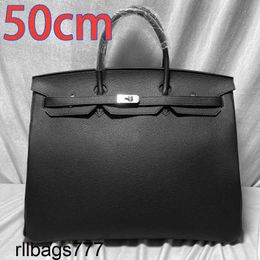 Hac Bag Platinum 50cm Top Family 50cm Family Designer Customised Version Handbag Genuine Leather Mens Large Travel Bag Carrying Leather Mens