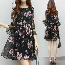 Party Dresses Elegant Printed Spliced Butterfly Sleeve Chiffon Floral Dress Women Clothing 2024 Spring Summer Loose Office Lady Mini