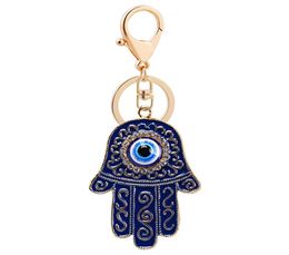 Creative Blue Eyes Keychain Purse Charms Crystal Rhinestone Key Chain Ring Fashion Holder Car Keyrings7944566