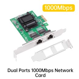 Cards 1Gbps Network Card PCI Express Gigabit Network Adapter with 2 Ports PCIE Ethernet Card RJ45 LAN Controller Card for PC