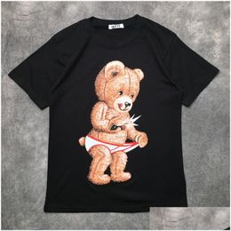 Mens T-Shirts 20Ss T Shirt Hip Hop Men Women Bear Printed Short Sleeve Streetwear Size S-Xxl Drop Delivery Apparel Clothing Tees Polos Othpq