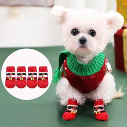 Dog Apparel 4Pcs/Set Christmas Pet Scoks Autumn Winter Keep Warm Socks Anti Slip Puppy Foot Cover Chihuahua Teddy Shoe Accessories