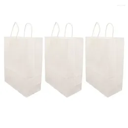 Storage Bags 50Pcs White Kraft With Handles Shopping Craft Gift Small Tote For Boutiques Party Favours