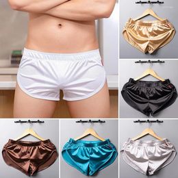 Men's Sleepwear Men Sexy Pajamas Boxer Shorts Smooth Silk Underwear Sleep Bottoms Homewear Lounge Male Panties Boxers