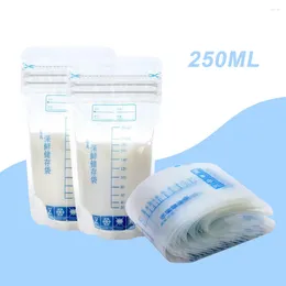 Drawstring 10pcs 250ml Baby Breast Milk Storage Bags Pre-sterilised Breastmilk Freezer Food Pouches Safe Feeding B