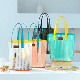 Storage Bags PVC Women Portable Beach Transparent Stripe Toiletry Bag Large Capacity Shopping Picnic Sundries