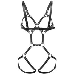 Belts 1 set Sexy Women Leather Harness Underwear Garter men Punk Gothic Suspenders Bondage Straps Bra Body Lingerie 2104214527710