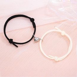 Charm Bracelets Simple Love Magnets Attract Couple Hand-Made Braided Rope Wristband For Woman Men Friendship BFF Jewellery