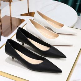 Dress Shoes Women 4.5cm High Heels Elegant European Style Office Daily Female Concise Pointed Toe Pumps Lady Versatile Outside