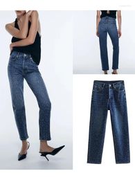 Women's Jeans Spring European And American Style All-match Temperament Fashion Sequin High Waist Straight