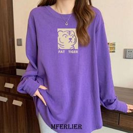 Women's T Shirts Plus Size 6XL 150kg Spring Cartoon T-Shirt For Women Casual Tshirt Tops Tees Long Sleeve O Neck Large Clothes