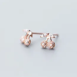 Stud Earrings MloveAcc 2024 Fashion 925 Sterling Silver Summer Cherry Clear CZ For Women Authentic Original Jewellery