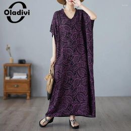 Party Dresses Fashion Print Women Bohemian Beach Dress 2024 Summer Short Sleeve Long Lady Oversized Clothing 8XL 9XL 5494