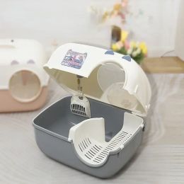 Boxes New Fully Enclosed Cat Toilet Pet Long Channel Litter Box Sand Leakage Large Corridor Type Cat Litter Basin Pet Products