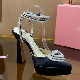 Bingbing Love diamond Dress Shoes Bowtie Rhinestone decoration Sandals Designer platform heel Slingbacks 12.5cm high heeled Rome Sandal fashion womens