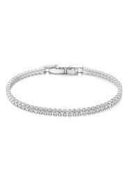 Charm Bracelets Simple One Row Tennis Bracelet White Gold Filled Thin Czech Dril Women039s 185cm728quot9205734