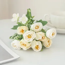 Decorative Flowers 1pc Artificial Flower Head Roses Bouquet For Home Decor Wedding Party Scrapbooking Christmas Decoration Wreaths Diy