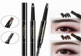MAKEUP Double eyebrow pencil BROW PENCIL CRAYON EBONY Black DARK BROWN Gray 5 Colors with eyebrow brush High quality3547989
