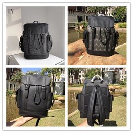 Designer Luxury New Large Fashion Men Leather Travel Bag 89897 CB839 Hudson Backpack Natural pebble leather Gunmetal BLACK Best quuality