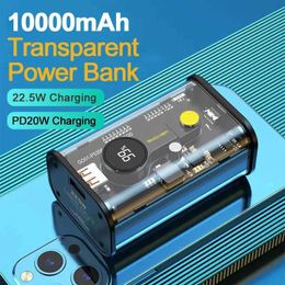 Cell Phone Power Banks WEKOME 20000mAh Transparent PowerBank PD20W Mini Portable Battery QC 22.5W Quick Charger for iPhone 8-14 15 Pro Max Samsung J240428