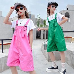 Clothing Sets Children's Summer And Autumn Kids Clothes Girls Short Sleeve T-Shirt Red Green Suspender Trousers Two-Piece Suits