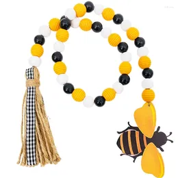 Decorative Figurines Bee Wood Bead Garland With Tassels Spring Summer Wooden Rustic Farmhouse Home Decorations For Tiered Tray