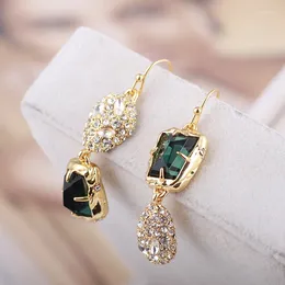 Stud Earrings European And American Jewelry Wholesale Green Irregular Mosaic Asymmetric Fashion Women's