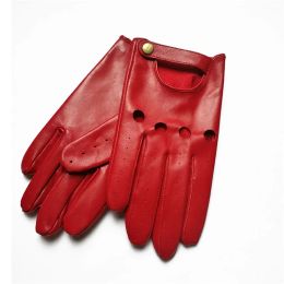 Full Finger Driver Leather Gloves Men's Touch Screen Sheepskin Spring And Autumn Thin Unlined Outdoor Motorcycle Riding Driving