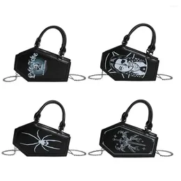 Bag Women Coffin Shoulder PU Leather Retro Gothic Handbag Zipper Closure Top Handle Halloween Gift For Female