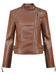 Women's Leather Autumn Faux Jacket Women Turndown Collar Pu Motorcycle Black Punk Coat Female Rivet Zipper Outerwear