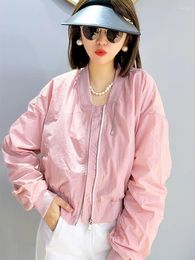 Women's Jackets Spring Autumn Vintage Cropped Bomber Jacket Oversized Korean Streetwear Zipper Fashion Short Black Coats Casual Tops