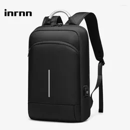 Backpack Inrnn Thin Business Men 15.6 Inch Laptop Backpacks Office Work Mens Waterproof Male Back Pack USB Charging Bag