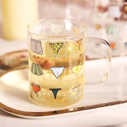 Wine Glasses Withered Creative Shorts Printed Paper Glass Water Cup Office With Handle Tea Making Heat-resistant Milk Coffee