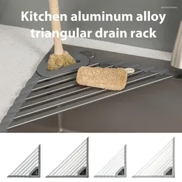 Kitchen Storage Triangle Dish Drying Rack For Sink Corner Quick Drainer Organiser Foldable Accessories