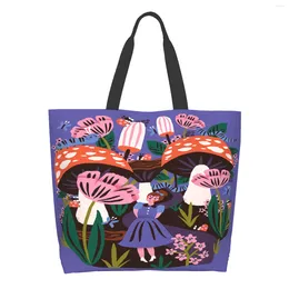 Shopping Bags Fairy Tale Extra Large Grocery Bag Flowers And Mushroom Reusable Tote Travel Storage
